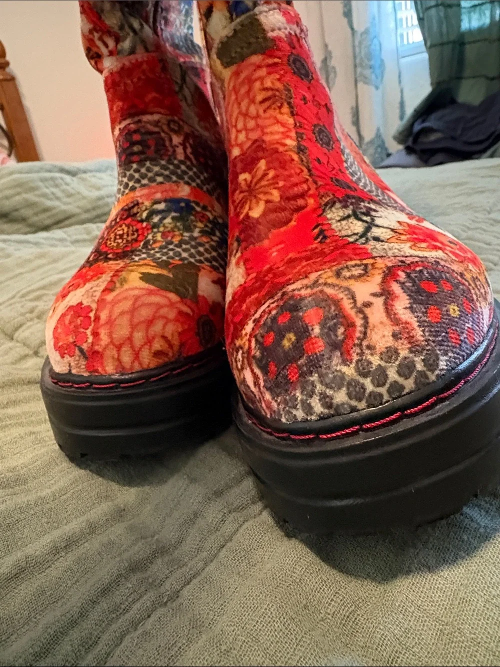 Boho La Serena Patchwork Knee-High Boots Aerosoles X Laura Ashley